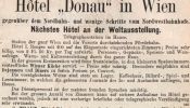 Zeitungsannonce des Hotels Donau aus dem Jahr 1873