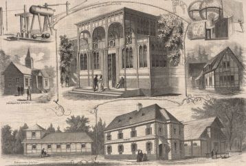 Die Schulhäuser. Nach einer Zeichnung von L. v. Elliot  (Illustrirte Zeitung, Bd. 61, Wienbibliothek im Rathaus, F-23.720)